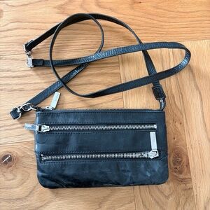 HOBO Black Leather Crossbody / Wristlet Bag